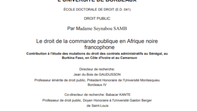 Le droit de la commande publique en Afrique noirefrancophone